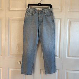 Revolve GRLFRND Karolina Jeans Light Wash High Rise Straight Crop 27 Preppy